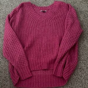 American Eagle Outfitters V-Neck Sweater in Deep Pink